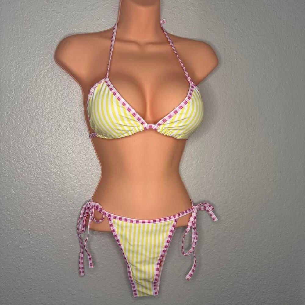 Unbranded Women's Yellow and Pink Bikinis-and-tankini-sets